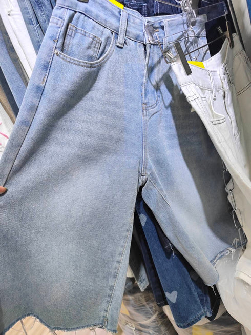 Denim high-waisted  knee-Length short